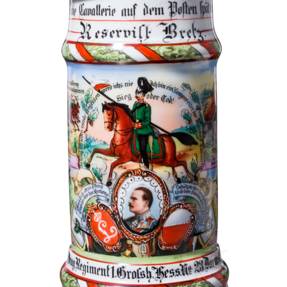 Reservistenkrug des Reservisten Bretz, Garde-Dragoner-Regiment (1. Gro&szlig;herzoglich Hessisches) Nr. 23, Leib Eskadron, Darmstadt, 1908 - 1911