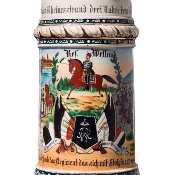Reservistenkrug des Reservisten Welland, 2. Westf&auml;lisches Husaren-Regiment Nr. 11, Krefeld, 1904 - 1907