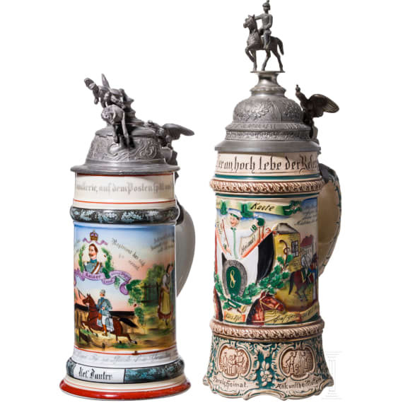 Zwei seltene Reservistenkr&uuml;ge der preu&szlig;ischen Kavallerie, 1905 - 1910