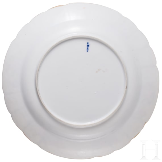 Three porcelain plates, one plate Meissen, circa 1880 (painting later) / two probably Meissen, 19th century