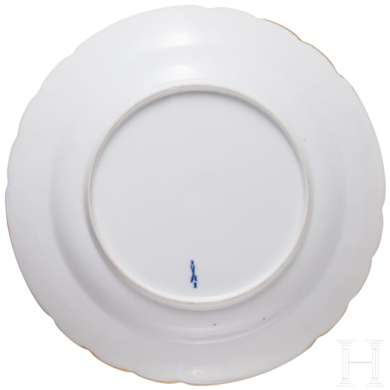 Three porcelain plates, one plate Meissen, circa 1880 (painting later) / two probably Meissen, 19th century