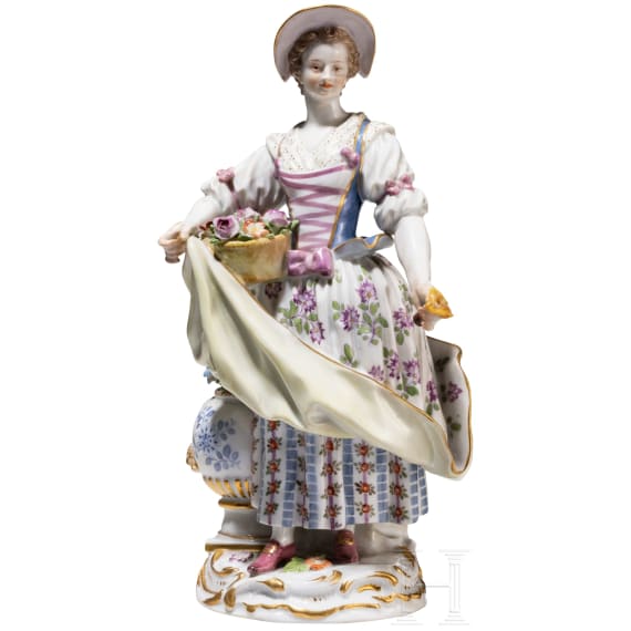 A porcelain figure of a gardener, Ernst August Leuteritz after Michel Victor Acier, 1863-66 (design), Meissen, after 1924 (finish)