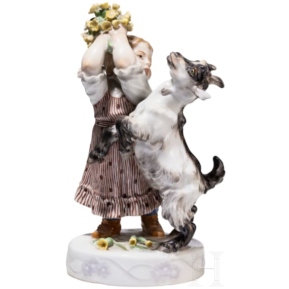 A porcelain figure "Girl with Goat", Erich H&ouml;se, 1905 (design), Meissen, after 1934 (finish)