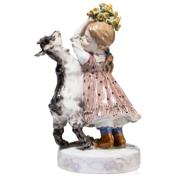 A porcelain figure "Girl with Goat", Erich H&ouml;se, 1905 (design), Meissen, after 1934 (finish)