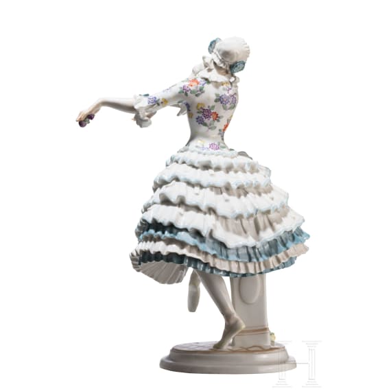 A porcelain ballet dancer "Chiarina" based on characters from the ballet "Le Carnaval", Paul Scheurich, 1913 (design), Meissen, 20th century (finish)