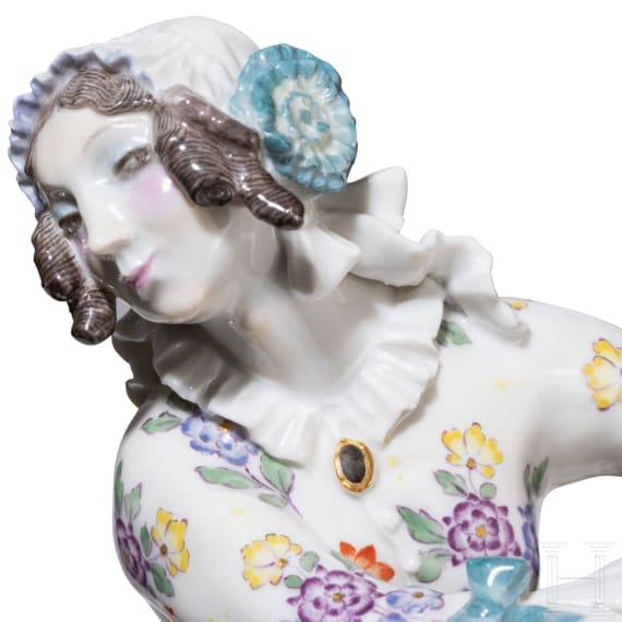 A porcelain ballet dancer "Chiarina" based on characters from the ballet "Le Carnaval", Paul Scheurich, 1913 (design), Meissen, 20th century (finish)