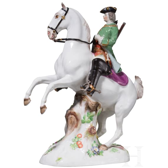 A figure of a hunter on horseback, Johann Joachim Kaendler, 1749 (design), Meissen, 1860 - 1924 (finish)