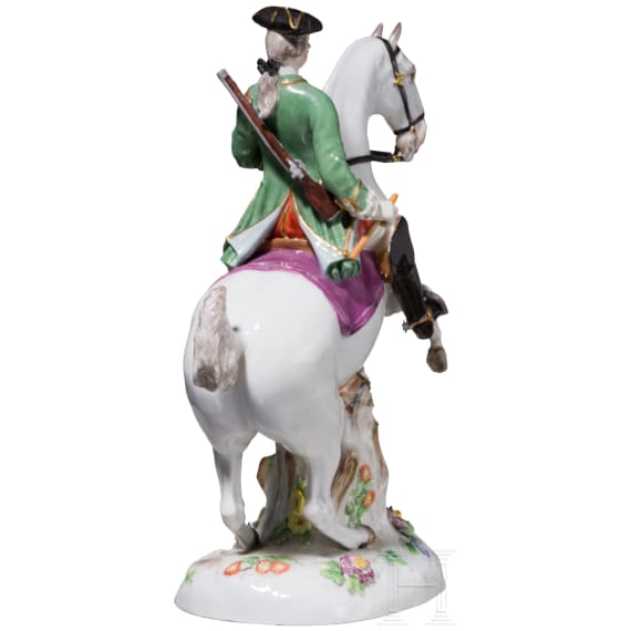 A figure of a hunter on horseback, Johann Joachim Kaendler, 1749 (design), Meissen, 1860 - 1924 (finish)