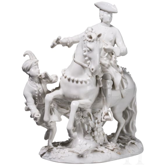 A porcelain group showing Tsarina Elisabeth of Russia on horseback, Johann Joachim Kaendler, circa 1745 (design), Meissen, 20th century (finish)