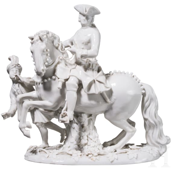 A porcelain group showing Tsarina Elisabeth of Russia on horseback, Johann Joachim Kaendler, circa 1745 (design), Meissen, 20th century (finish)