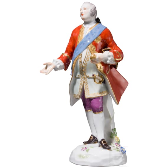 A porcelain figure "Kavalier mit Ordensband", Johann Joachim Kaendler, 1744 (design), Meissen, 20th century (finish)
