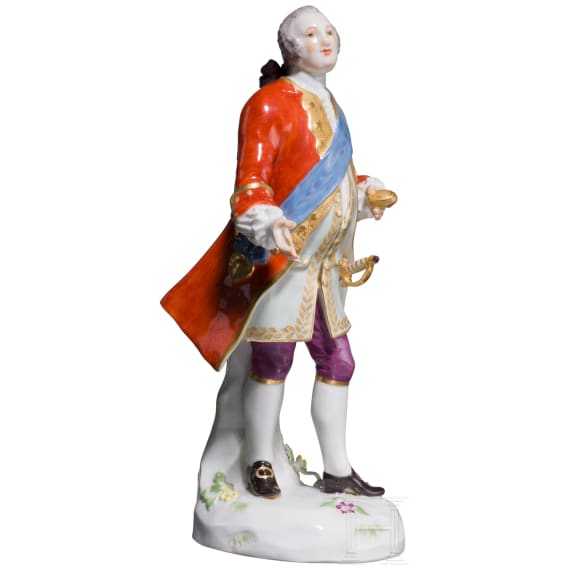 A porcelain figure "Kavalier mit Ordensband", Johann Joachim Kaendler, 1744 (design), Meissen, 20th century (finish)