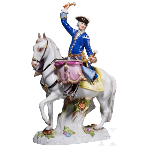 A drummer on horseback, Johann Joachim Kaendler, circa 1755 (design), Meissen, 20th century (finish)