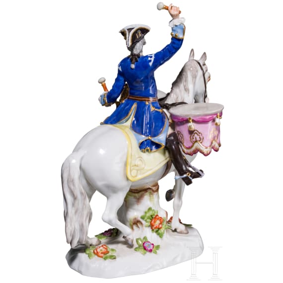 A drummer on horseback, Johann Joachim Kaendler, circa 1755 (design), Meissen, 20th century (finish)
