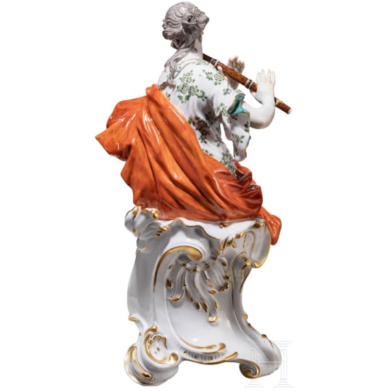 A large and rare porcelain figure "Euterpe" from the series of the Muses, Johann Joachim Kaendler, 1748 (design), Meissen 20th century (finish)