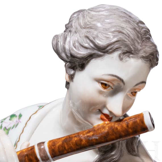 A large and rare porcelain figure "Euterpe" from the series of the Muses, Johann Joachim Kaendler, 1748 (design), Meissen 20th century (finish)