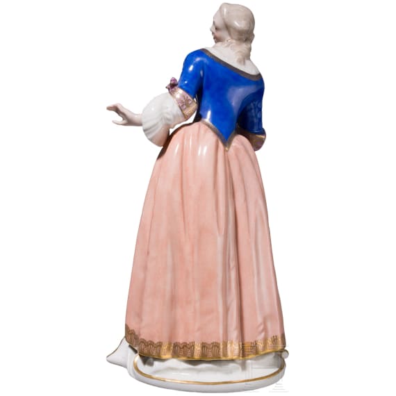 A porcelain figure of "Isabella" from the Commedia dell'arte series, Franz Anton Bustelli, circa 1760 (design), Nymphenburg, 20th century (finish)
