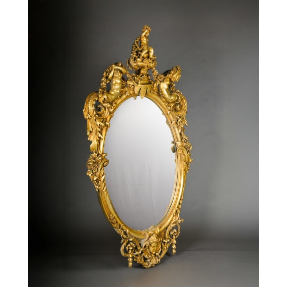 An opulent wall mirror after a design by Fran&ccedil;ois Linke, 2nd half of the 20th century
