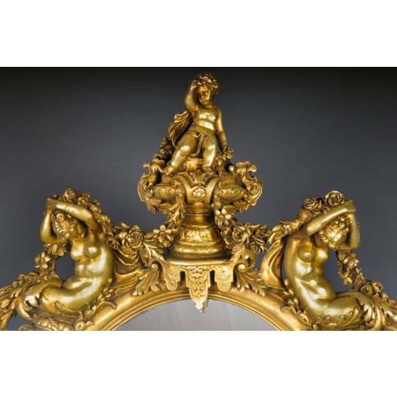 An opulent wall mirror after a design by Fran&ccedil;ois Linke, 2nd half of the 20th century