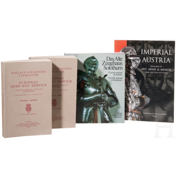 Vier B&uuml;cher &uuml;ber alte Waffen, DE/EN/FR