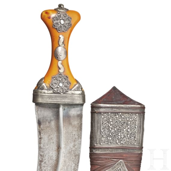Silberfiligranverzierte Djambia, Saudi-Arabien, 1. H&auml;lfte 20. Jhdt.