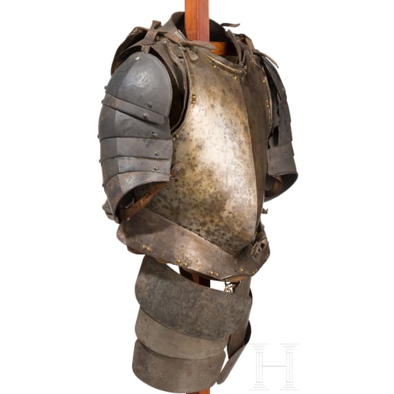 Knechtischer Harnisch, deutsch, um 1600, zusammengestellt aus originalen und sp&auml;teren Teilen