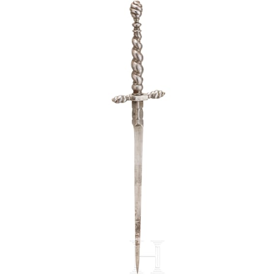 Schlankes Stilett mit gedrehtem Griff, Historismus unter Verwendung alter Teile aus dem 18. Jhdt.
