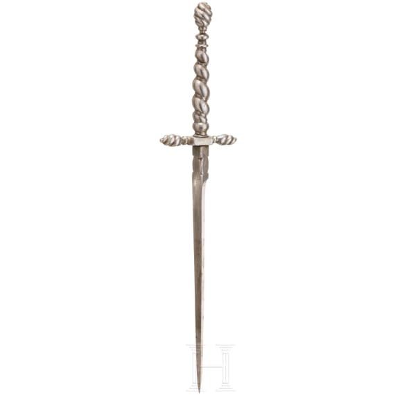 Schlankes Stilett mit gedrehtem Griff, Historismus unter Verwendung alter Teile aus dem 18. Jhdt.