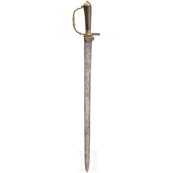 Gro&szlig;er Hirschf&auml;nger mit ge&auml;tzter Klinge, deutsch, 1. H&auml;lfte 18. Jhdt.