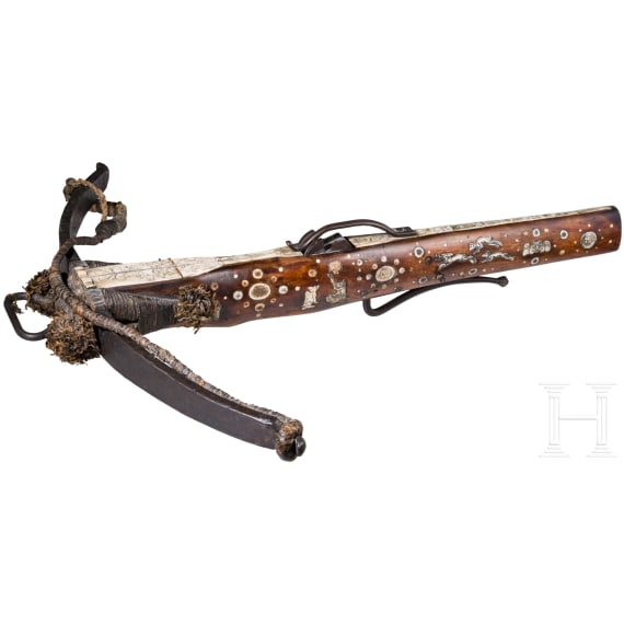Verbeinte Armbrust im Stil des 17. Jhdts, Historismus, deutsch, 2. H&auml;lfte 19. Jhdt.