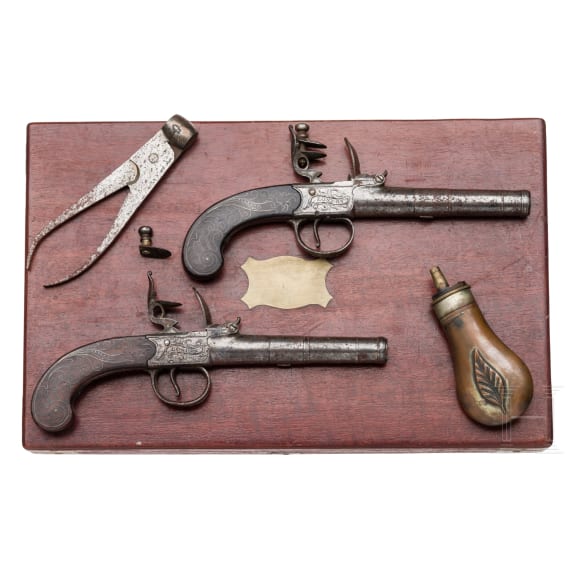 Ein Paar Steinschlossterzerole im Kasten, Archer in London, um 1800