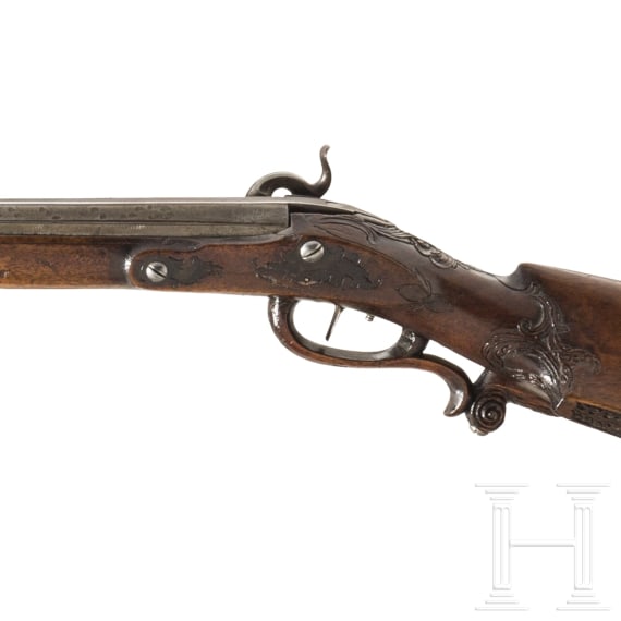 Perkussionsflinte mit Kapuzinersch&auml;ftung, deutsch, um 1800