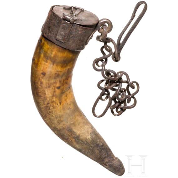 Schwerer Pulverbeh&auml;lter, deutsch/fl&auml;misch, 18. Jhdt.