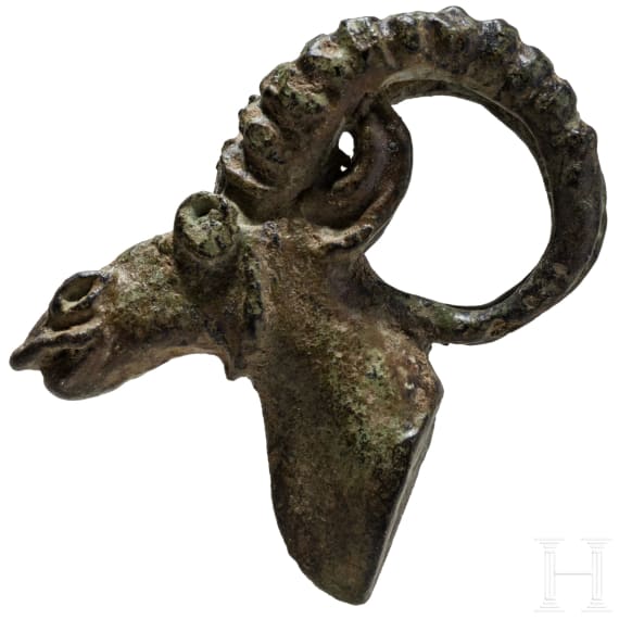 Steinbockprotome aus Bronze, Luristan, fr&uuml;hes 1. Jhdt. v. Chr.