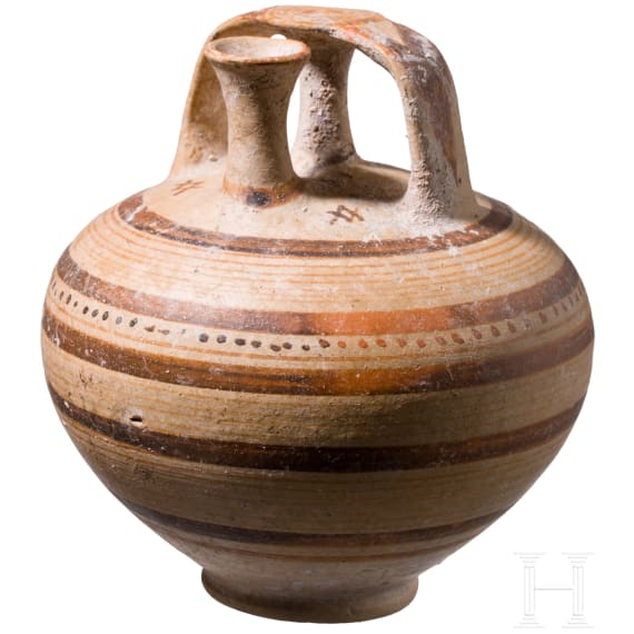 A small Mycenean clay jug, 12th century B.C.