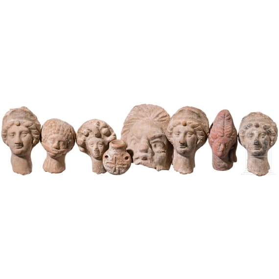 Sieben K&ouml;pfe und ein fr&uuml;hbyzantinisches Pilgerfl&auml;schchen, , Hellenistisch, 3. - 1. Jhdt. v. Chr. / 6. - 7. Jhdt. n. Chr.