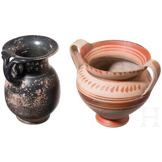 Apulischer Krug (Gnathia) und Daunischer Kantharos, Italien, 4. - 3. Jhdt. v. Chr.