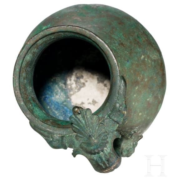 R&ouml;mische Kanne mit Maske auf Henkelattasche, 1. Jhdt. n. Chr.