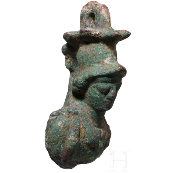 Bronzeb&uuml;ste der Minerva, Laufgewicht f&uuml;r Balkenwaage, 2. - 3. Jhdt. v. Chr.