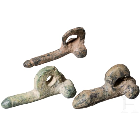 Drei r&ouml;mische Phallusamulette, 1. - 2. Jhdt. n. Chr.