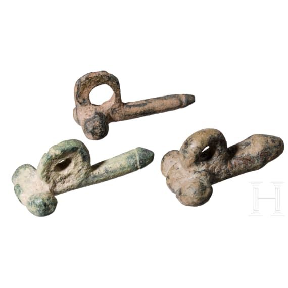 Drei r&ouml;mische Phallusamulette, 1. - 2. Jhdt. n. Chr.