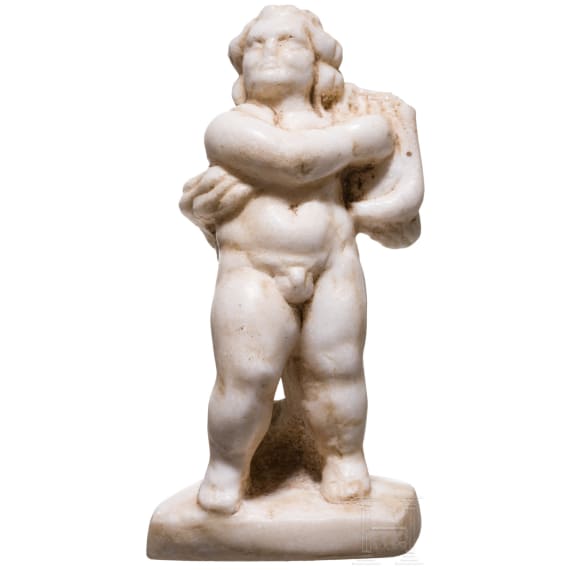Kleinskulptur eines leierspielender Eroten, provinzialr&ouml;misch, Marmor, 2. - 3. Jhdt. n. Chr.