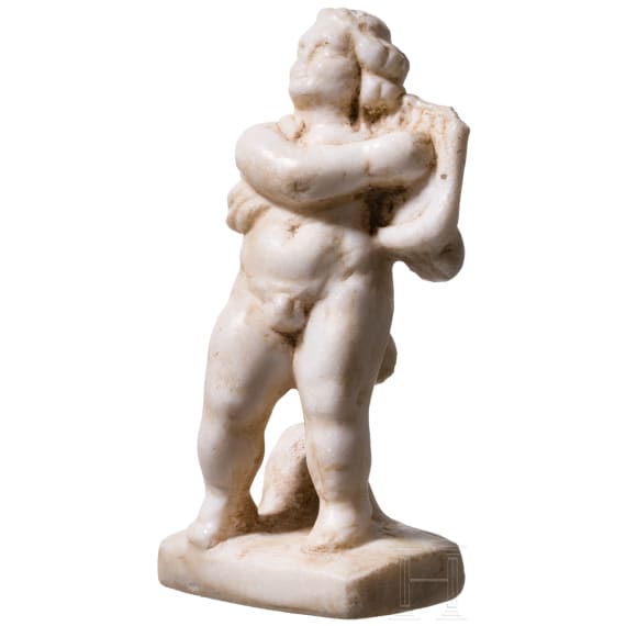Kleinskulptur eines leierspielender Eroten, provinzialr&ouml;misch, Marmor, 2. - 3. Jhdt. n. Chr.
