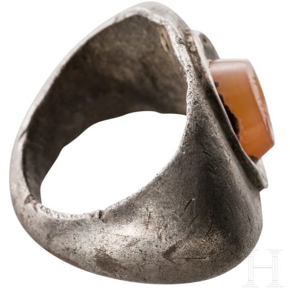 Silberring mit Gemme (zwei Fische), r&ouml;misch, 3. Jhdt. n. Chr.