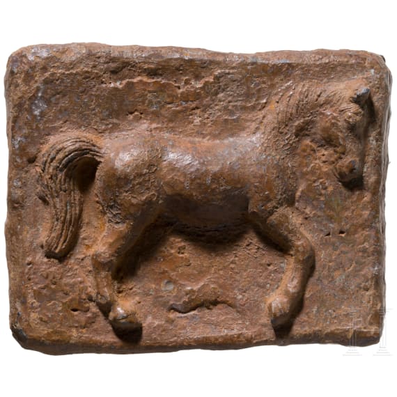 Votivtafel aus Blei mit Abbildung eines Pferdes, r&ouml;misch, 2. - 3. Jhdt.