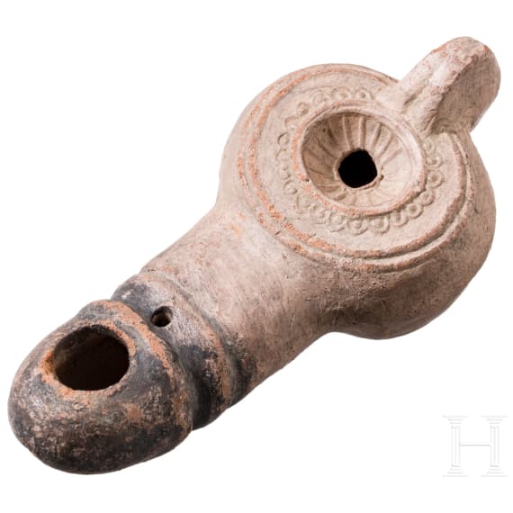 R&ouml;mische &Ouml;llampe in Phallus-Form, 1. H&auml;lfte 2. Jhdt. n. Chr.