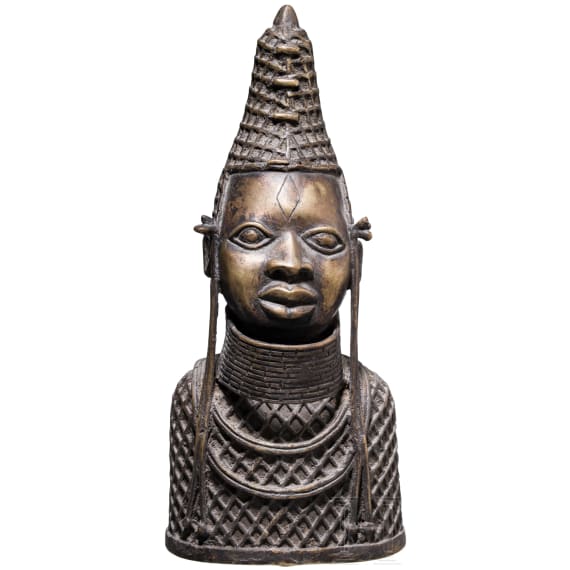 Gelbgussb&uuml;ste einer K&ouml;nigin, Benin, 20. Jhdt.