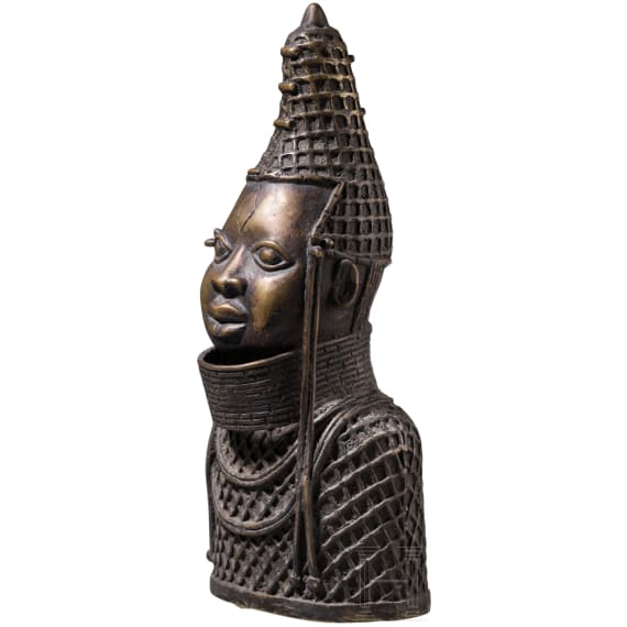 Gelbgussb&uuml;ste einer K&ouml;nigin, Benin, 20. Jhdt.