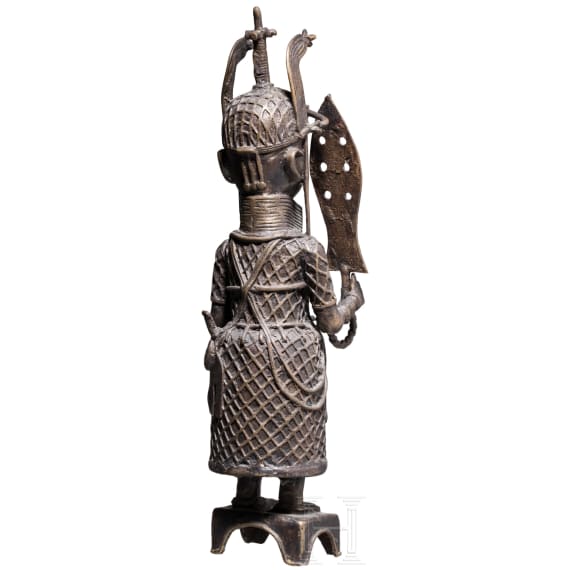 Gelbgussfigur eines Oba, Benin, 20. Jhdt.