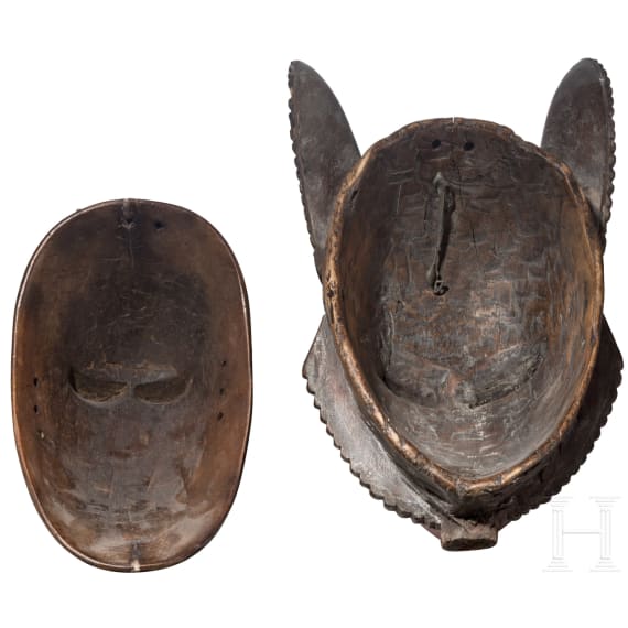 Zwei Masken, Baule/Yaure, Elfenbeink&uuml;ste, 20. Jhdt.